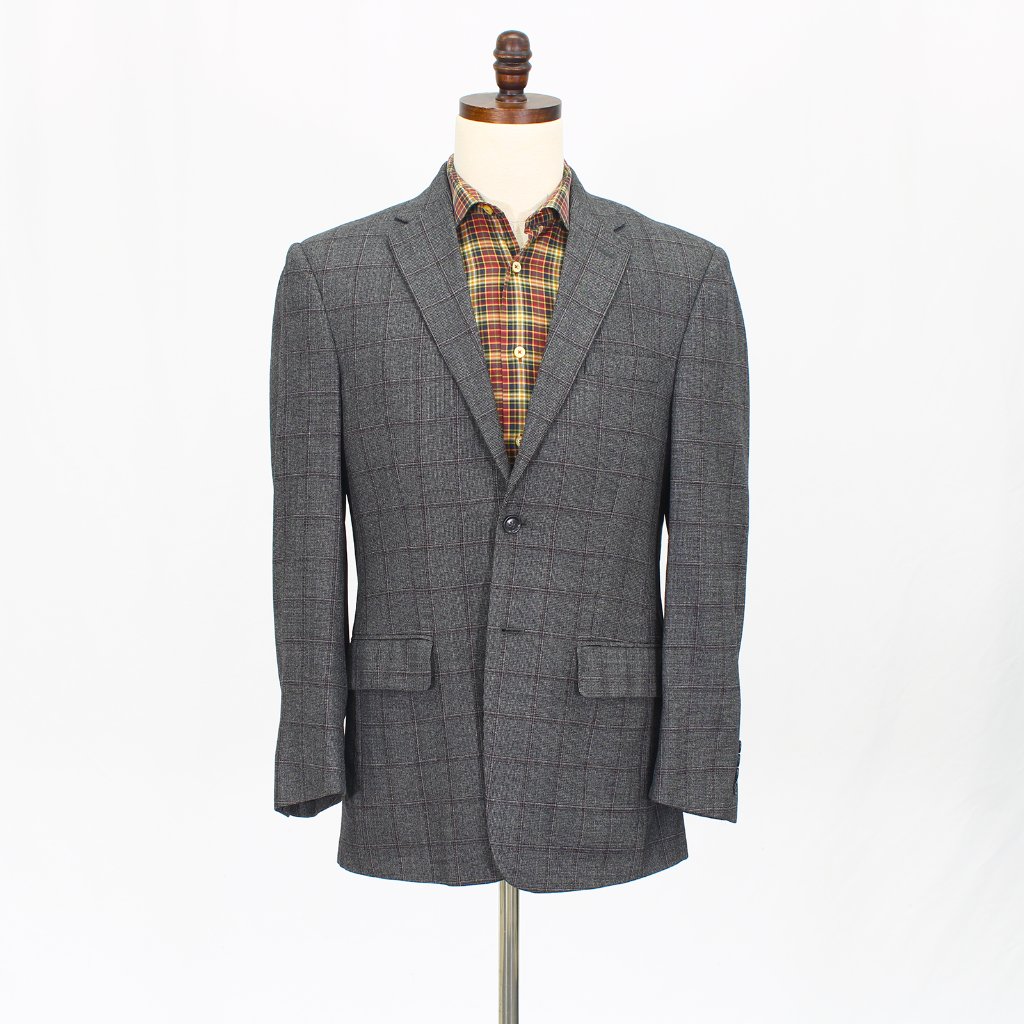 Jos. A. Bank 38r Gray Blazer Sport Coat Jacket 2-Button Check Y193